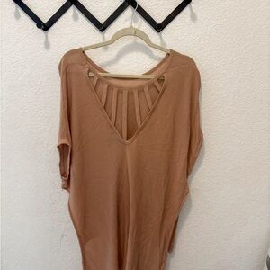 Tan Top with Cutout Design